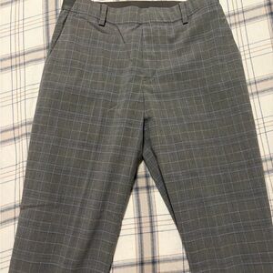 Uniqlo Women Gray Plaid Dress Pants Trousers